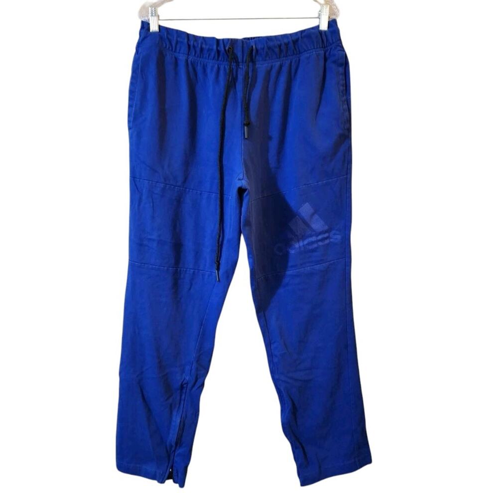 Adidas Womens Sweatpants Size 2XL Blue Drawstring Tapered Leg Zip Ankled
